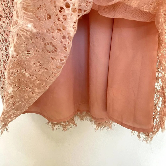 ASOS Blush Pink Lace Pinny Scallop Edge Midi Racerback Formal Dress - Picture 4 of 10